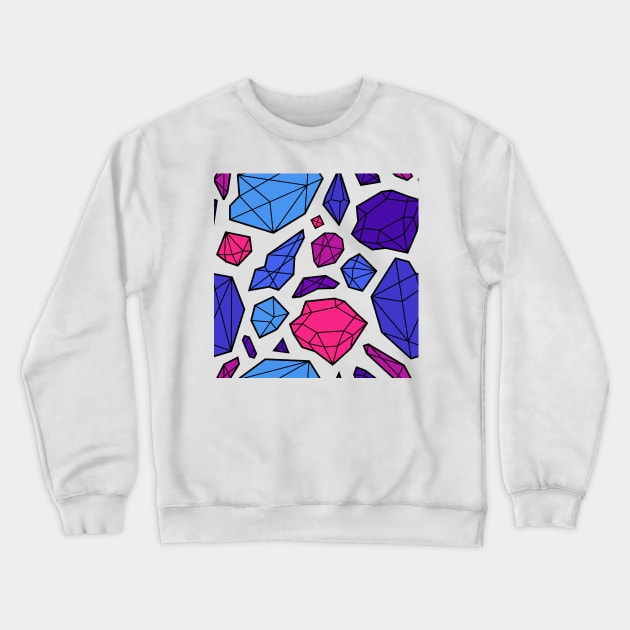 Rough Diamond Fashion Print Pink Blue White Mix Crewneck Sweatshirt by Auto-Prints